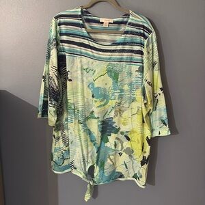 CJ Banks 3/4 sleeve tie front 3X rhinestones!